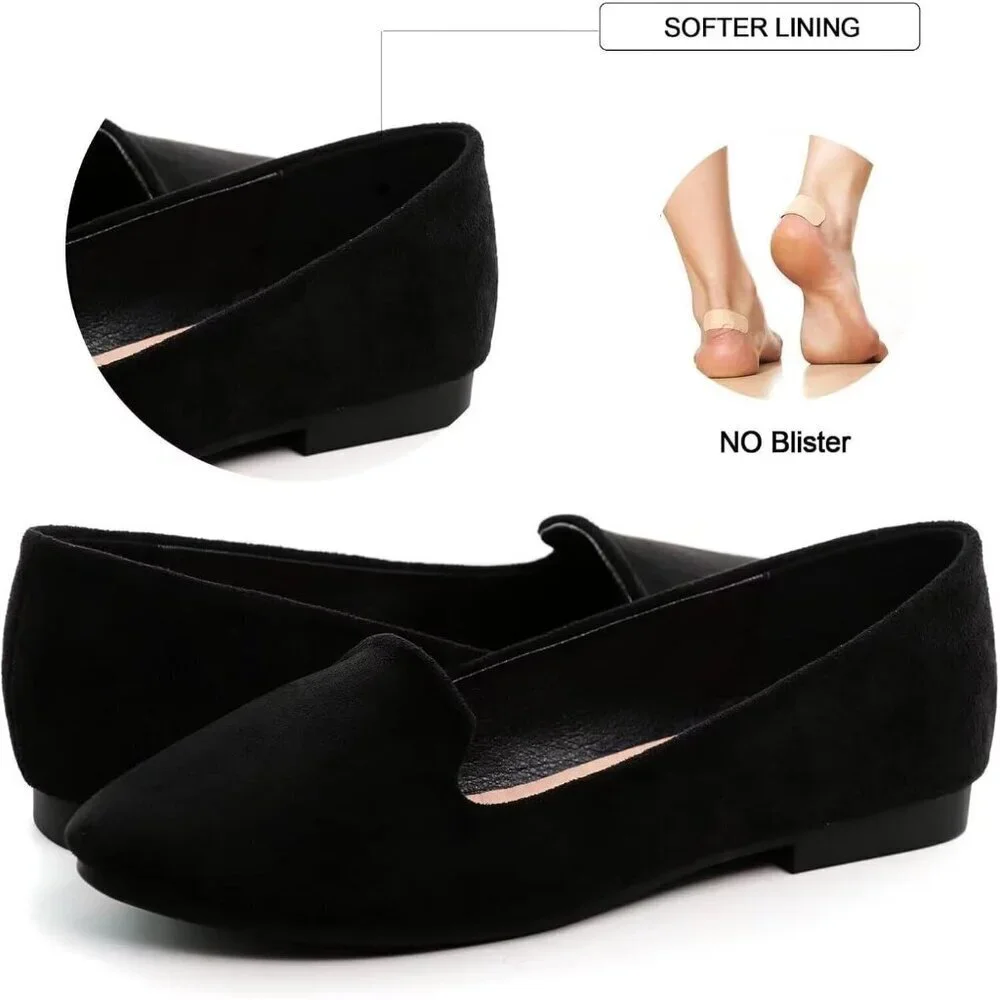 Women's Round Toe Flats Comfortable Fashion Ballet Flat Slip-On Loafers Black